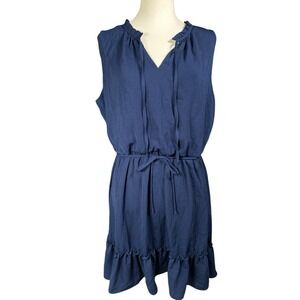 Iz Byer Sleeveless Lined Dress Womens Sz XXL Navy SunDress NWT‎ Slimming Ruffle